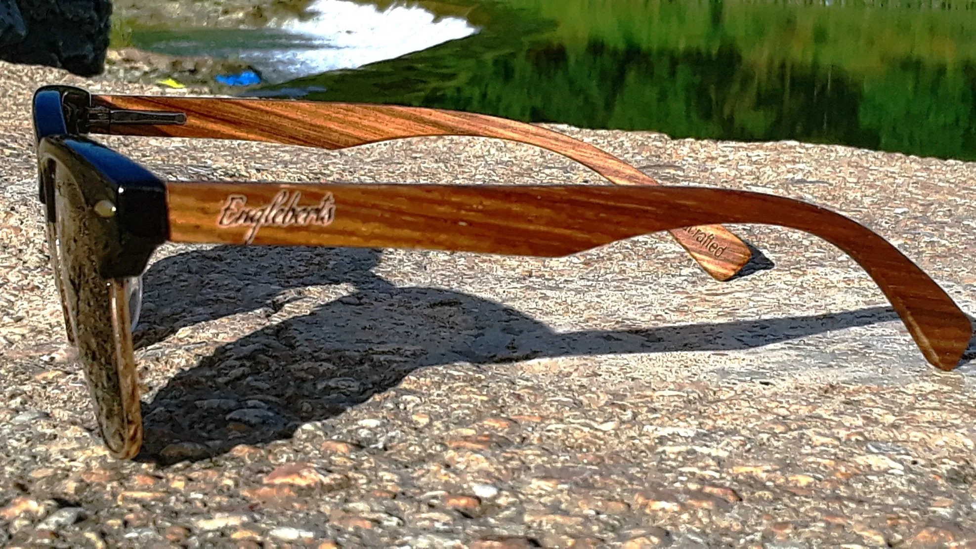 Handcrafted Walnut Wood Club Style Sunglasses With Bamboo Case,