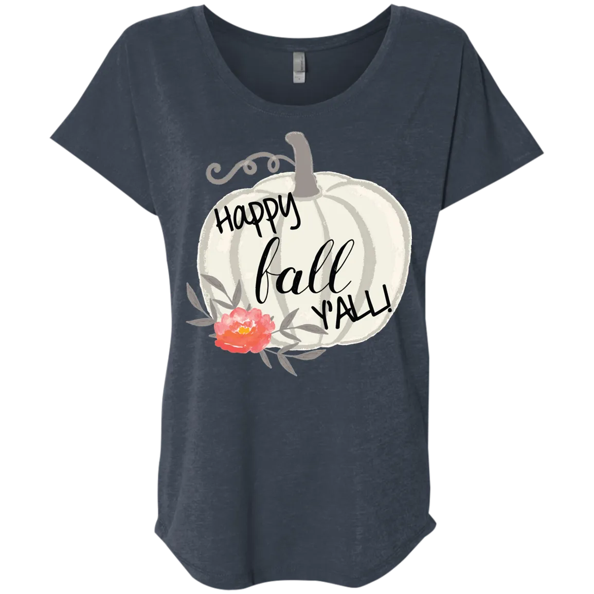 Happy Fall Y’all Watercolor Pumpkin Flowy Dolman Sleeve Tee – Chic & Cozy Autumn Style