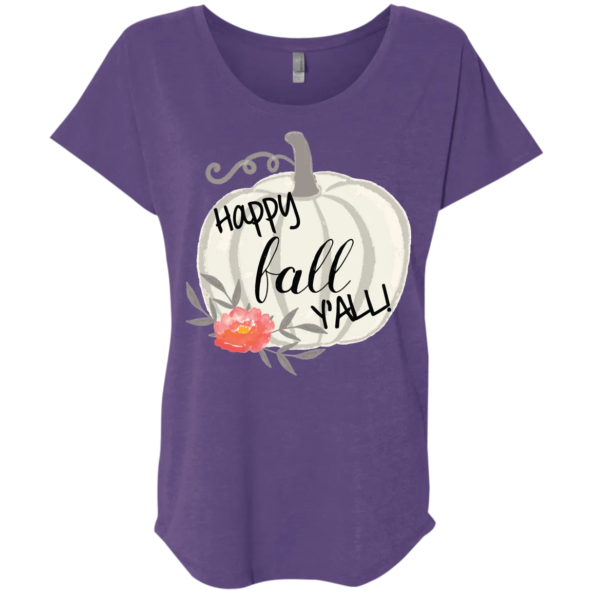 Happy Fall Y’all Watercolor Pumpkin Flowy Dolman Sleeve Tee – Chic & Cozy Autumn Style
