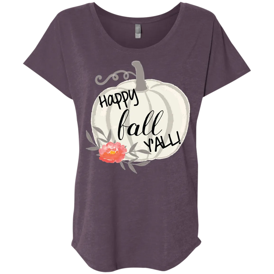Happy Fall Y’all Watercolor Pumpkin Flowy Dolman Sleeve Tee – Chic & Cozy Autumn Style