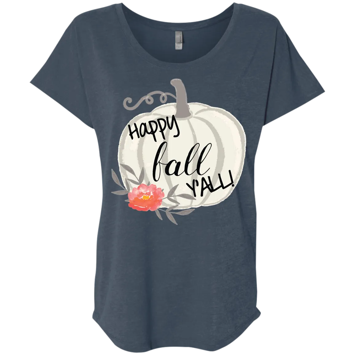 Happy Fall Y’all Watercolor Pumpkin Flowy Dolman Sleeve Tee – Chic & Cozy Autumn Style