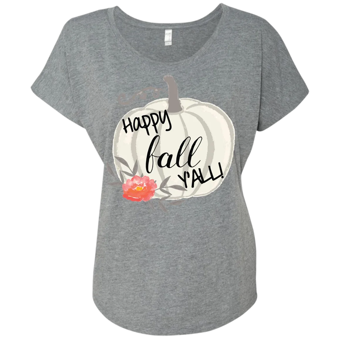 Happy Fall Y’all Watercolor Pumpkin Flowy Dolman Sleeve Tee – Chic & Cozy Autumn Style
