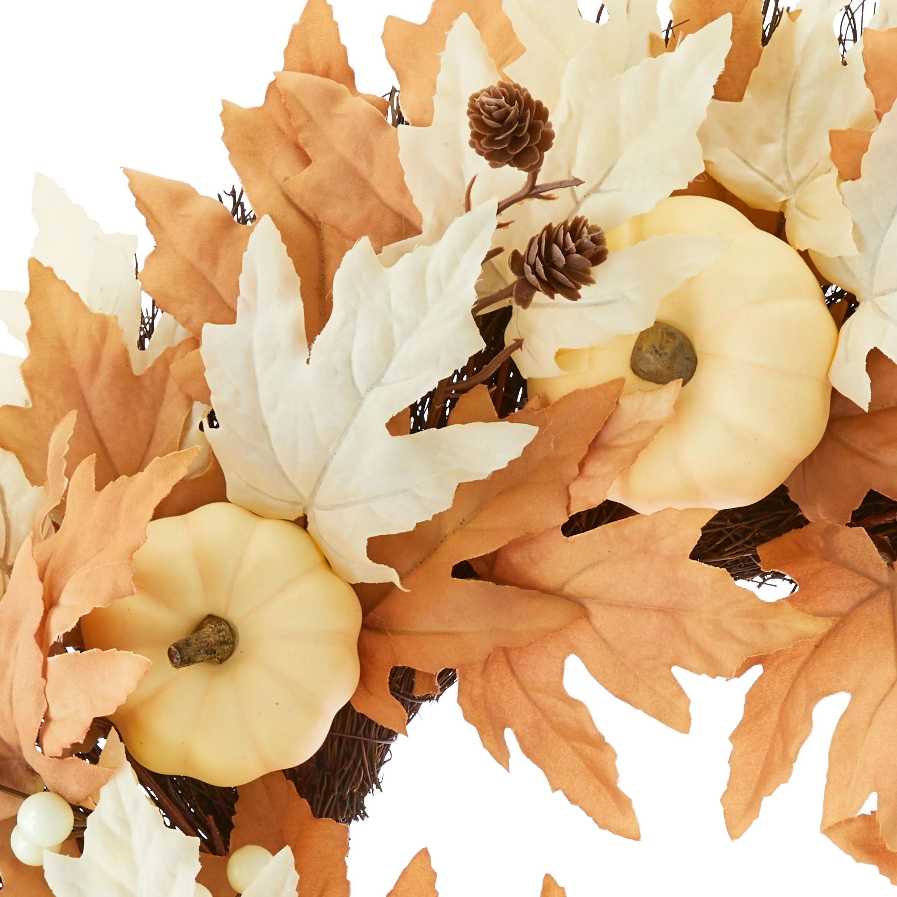 Harvest Ivory and Rust Maple Leaf Wreath, 24 in