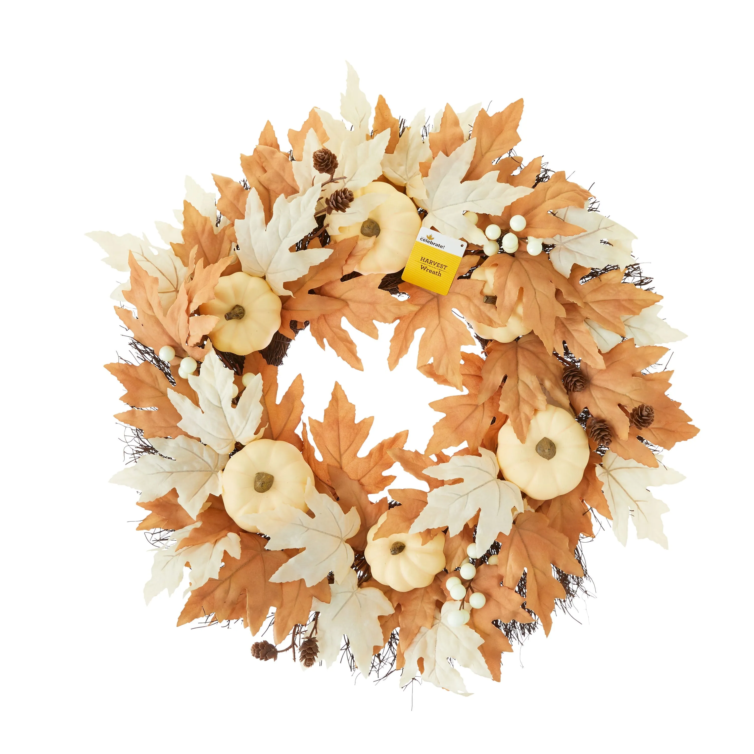 Harvest Ivory and Rust Maple Leaf Wreath, 24 in