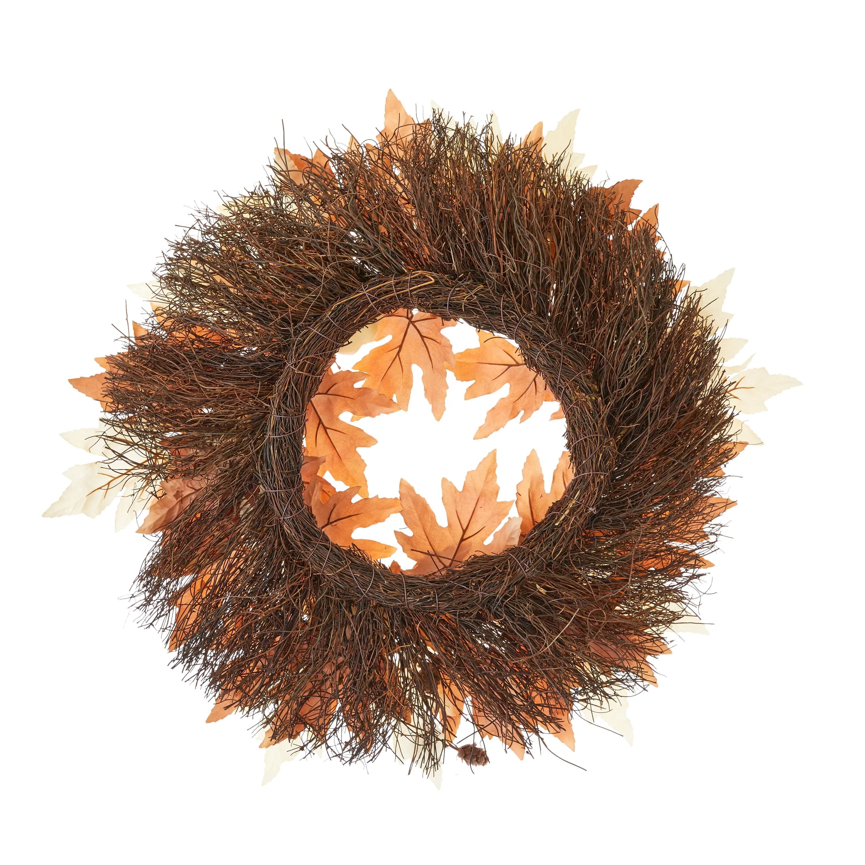 Harvest Ivory and Rust Maple Leaf Wreath, 24 in