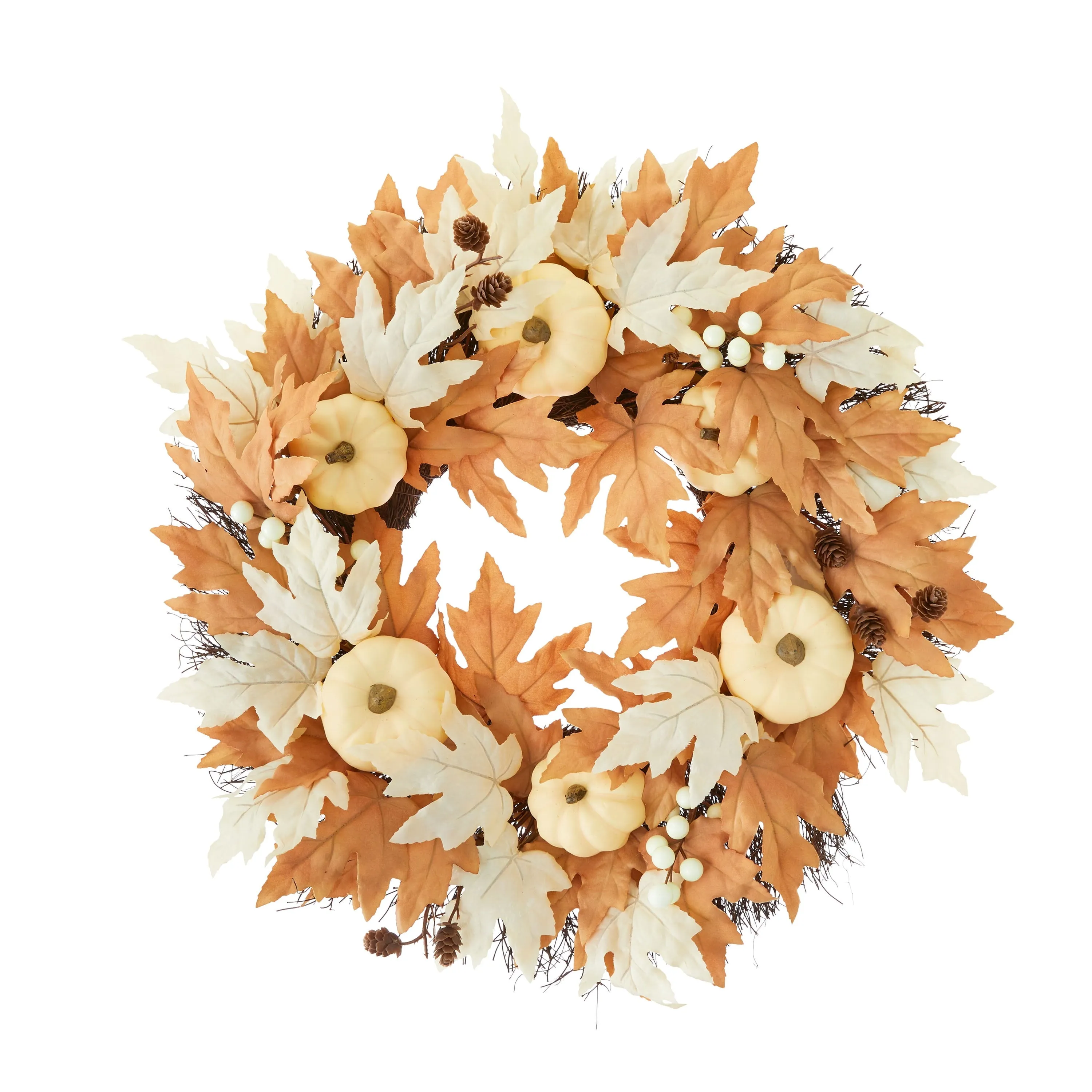 Harvest Ivory and Rust Maple Leaf Wreath, 24 in