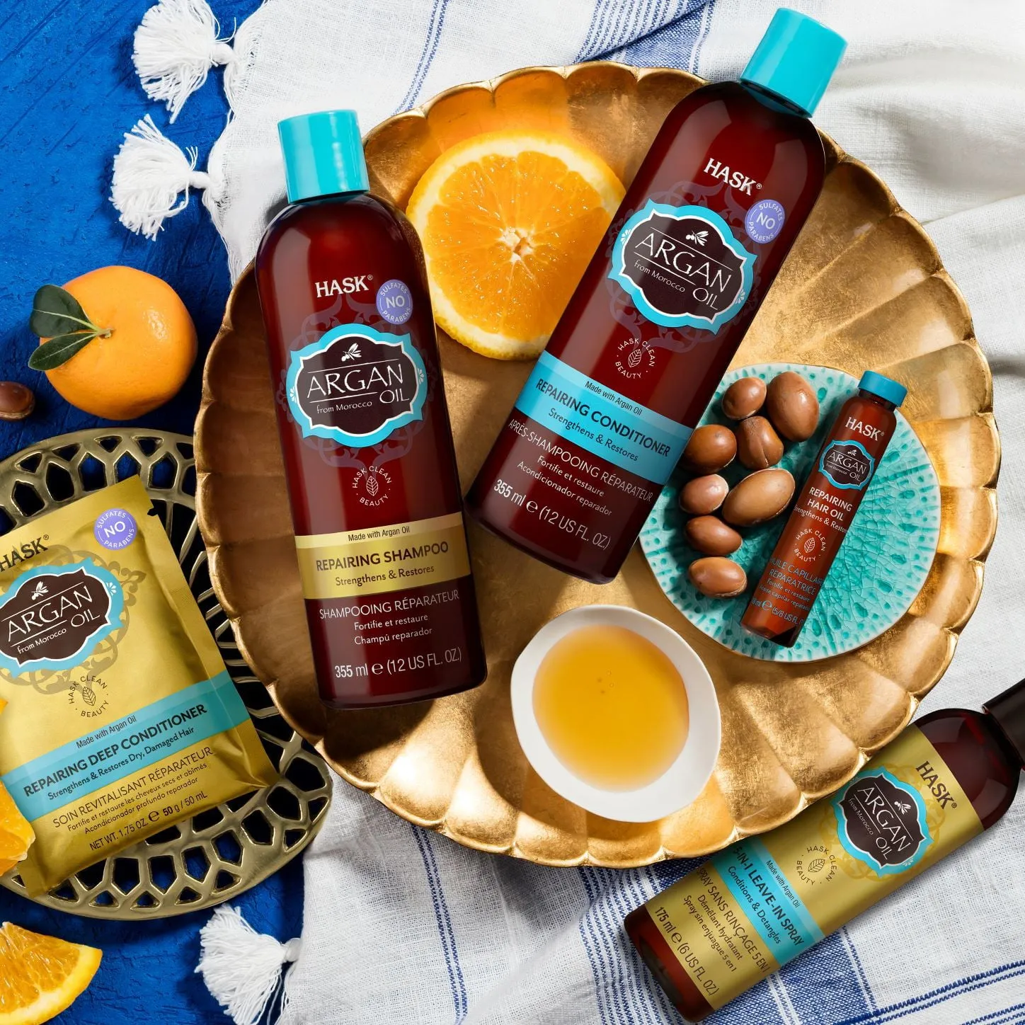 HASK Argan Oil from Morocco Repairing Daily Shampoo with Vitamin E, Orange Citru