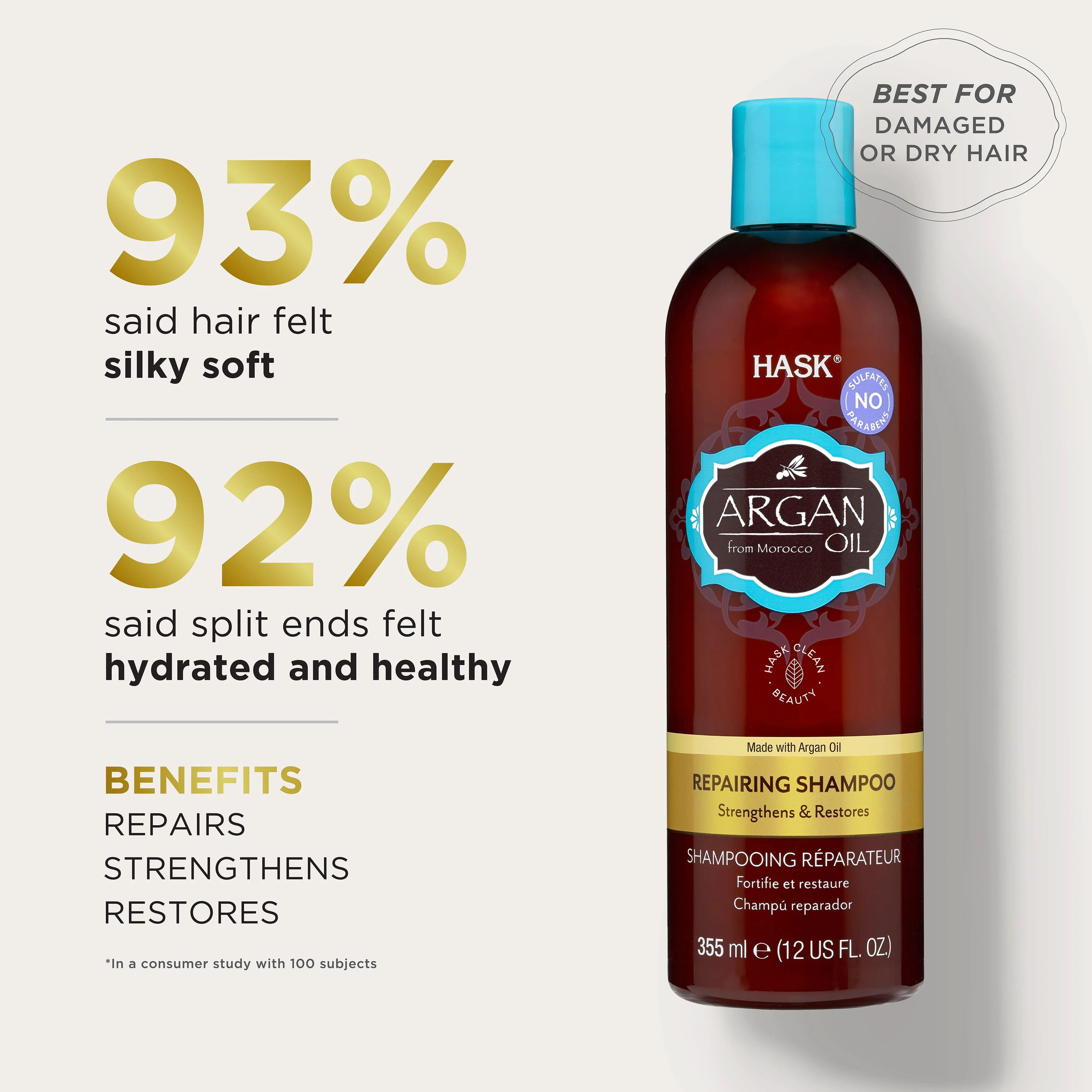HASK Argan Oil from Morocco Repairing Daily Shampoo with Vitamin E, Orange Citru