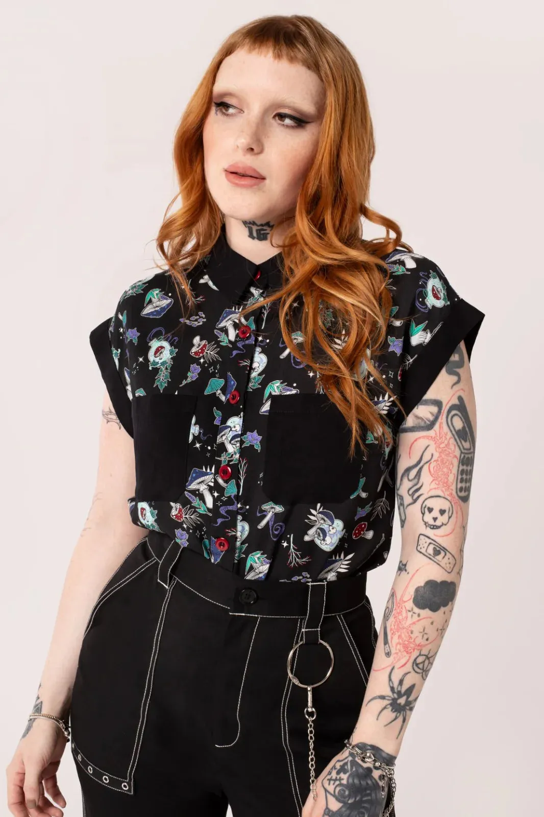 Hell Bunny Amanita Shirt - Psychedelic Mushroom Print