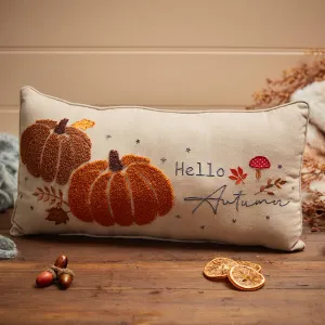 Hello Autumn Embroidered Applique Cushion
