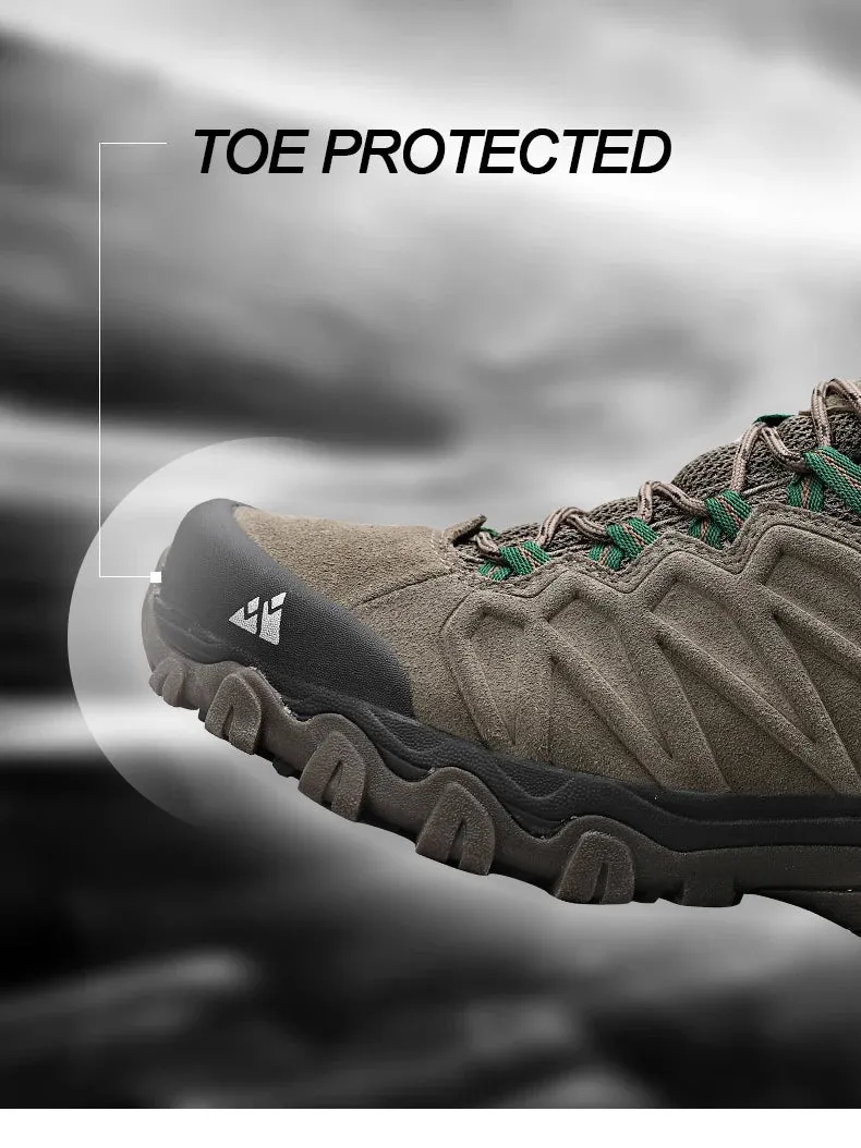 HIKEUP Premium Leather Hiking Shoes for Men - Durable Trekking Sneakers