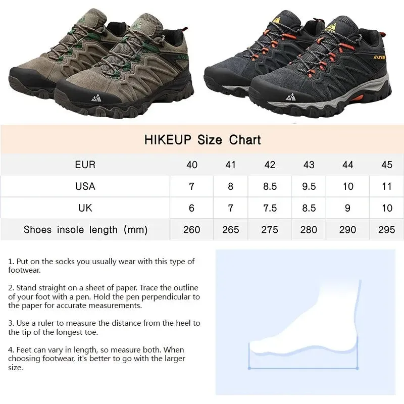 HIKEUP Premium Leather Hiking Shoes for Men - Durable Trekking Sneakers