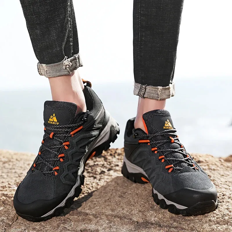 HIKEUP Premium Leather Hiking Shoes for Men - Durable Trekking Sneakers
