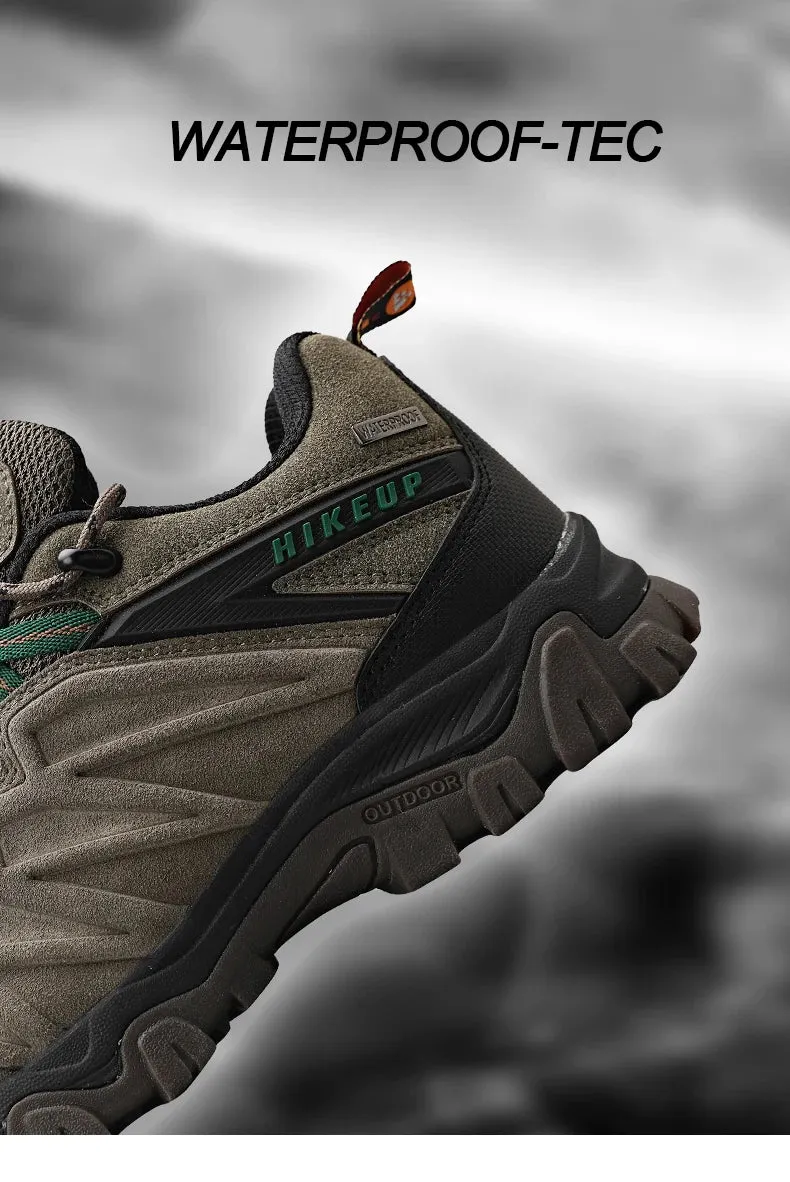HIKEUP Premium Leather Hiking Shoes for Men - Durable Trekking Sneakers
