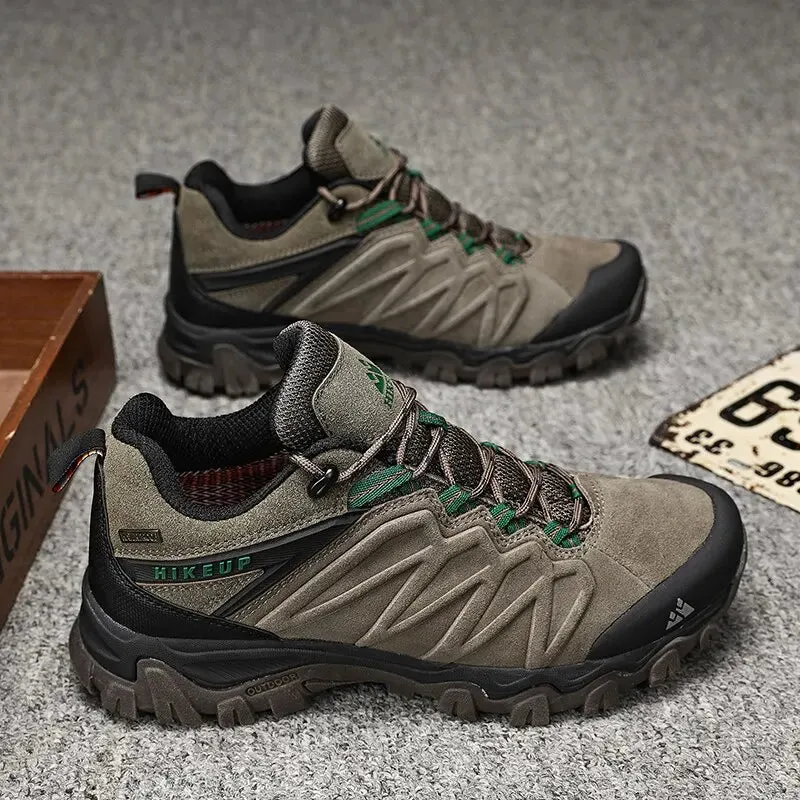 HIKEUP Premium Leather Hiking Shoes for Men - Durable Trekking Sneakers
