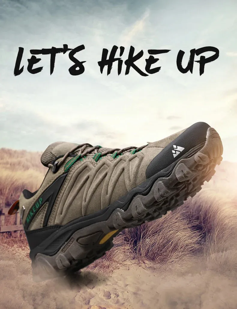 HIKEUP Premium Leather Hiking Shoes for Men - Durable Trekking Sneakers