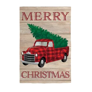Holiday Plaid Truck House Linen Flag,13l10104