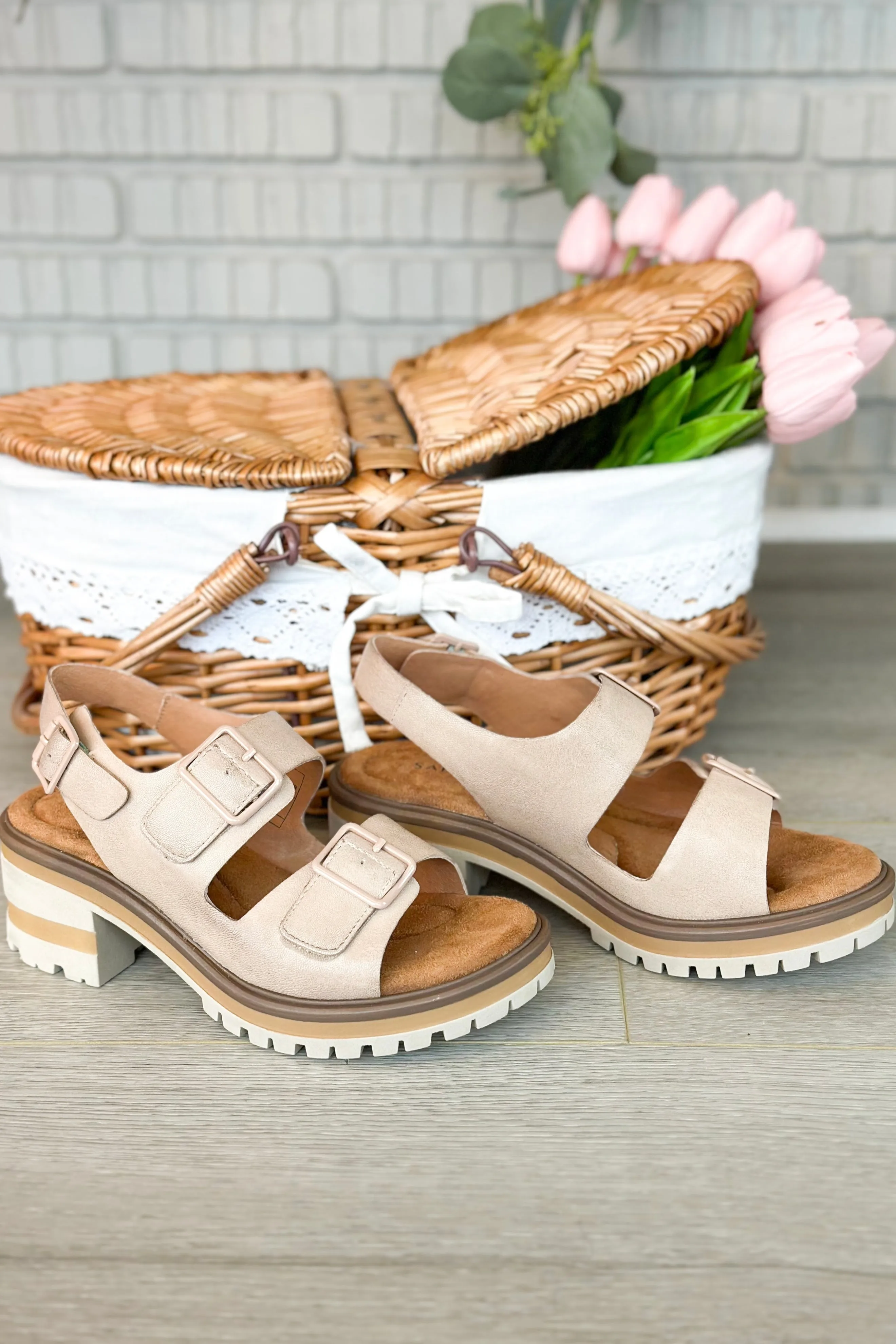 Honey Sand Double Buckle Sandal