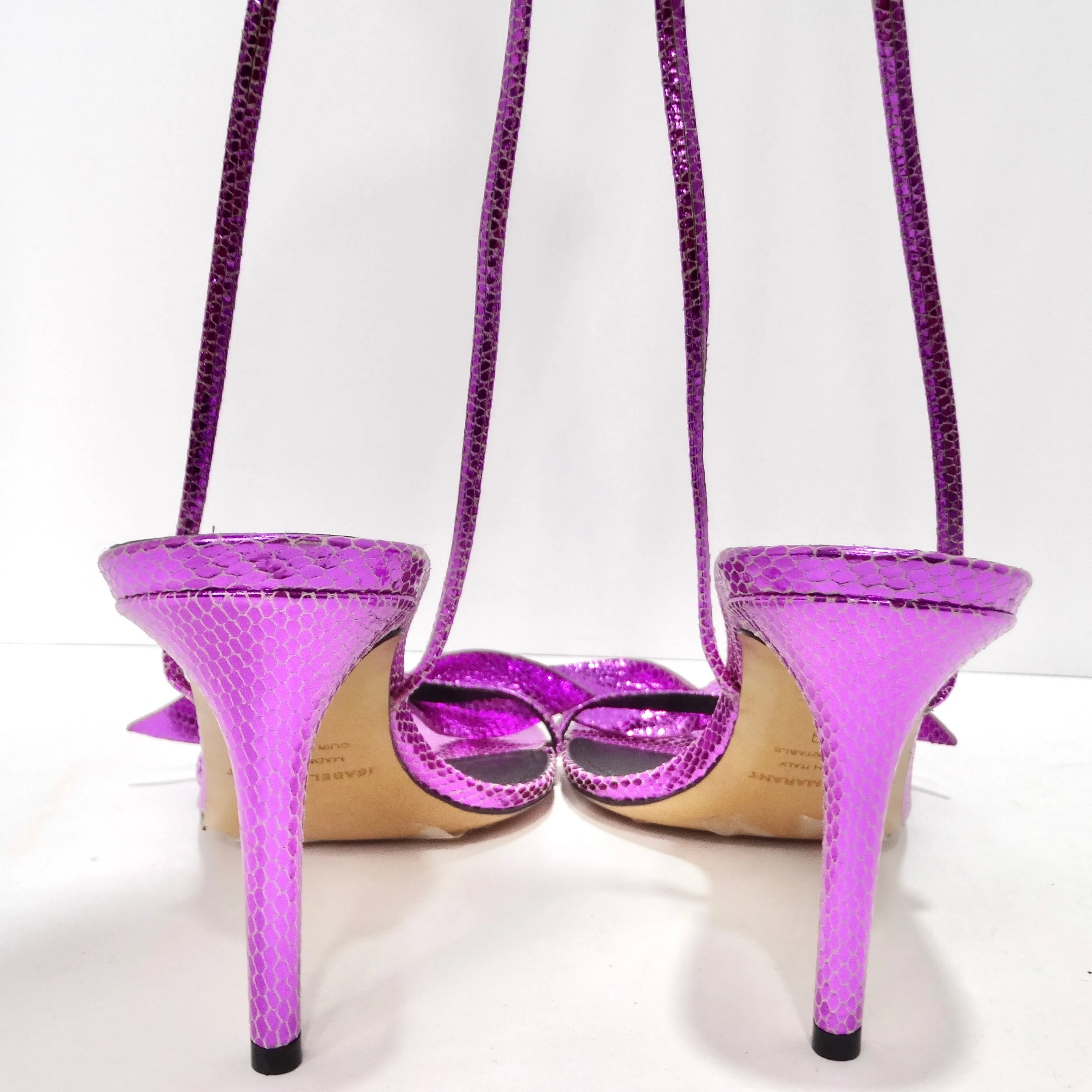 Isabel Marant Purple Leather Snakeskin Effect Heel Sandal