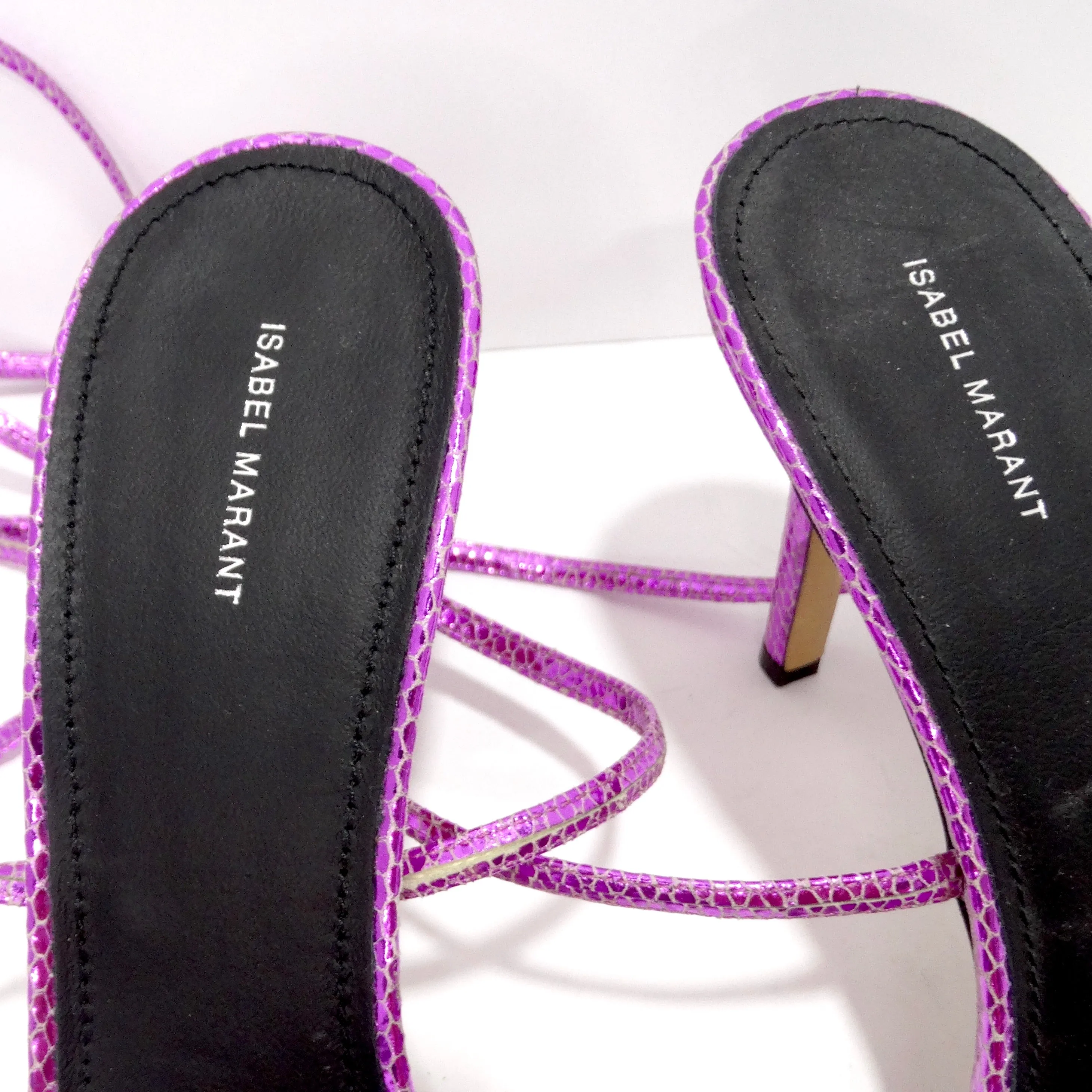 Isabel Marant Purple Leather Snakeskin Effect Heel Sandal