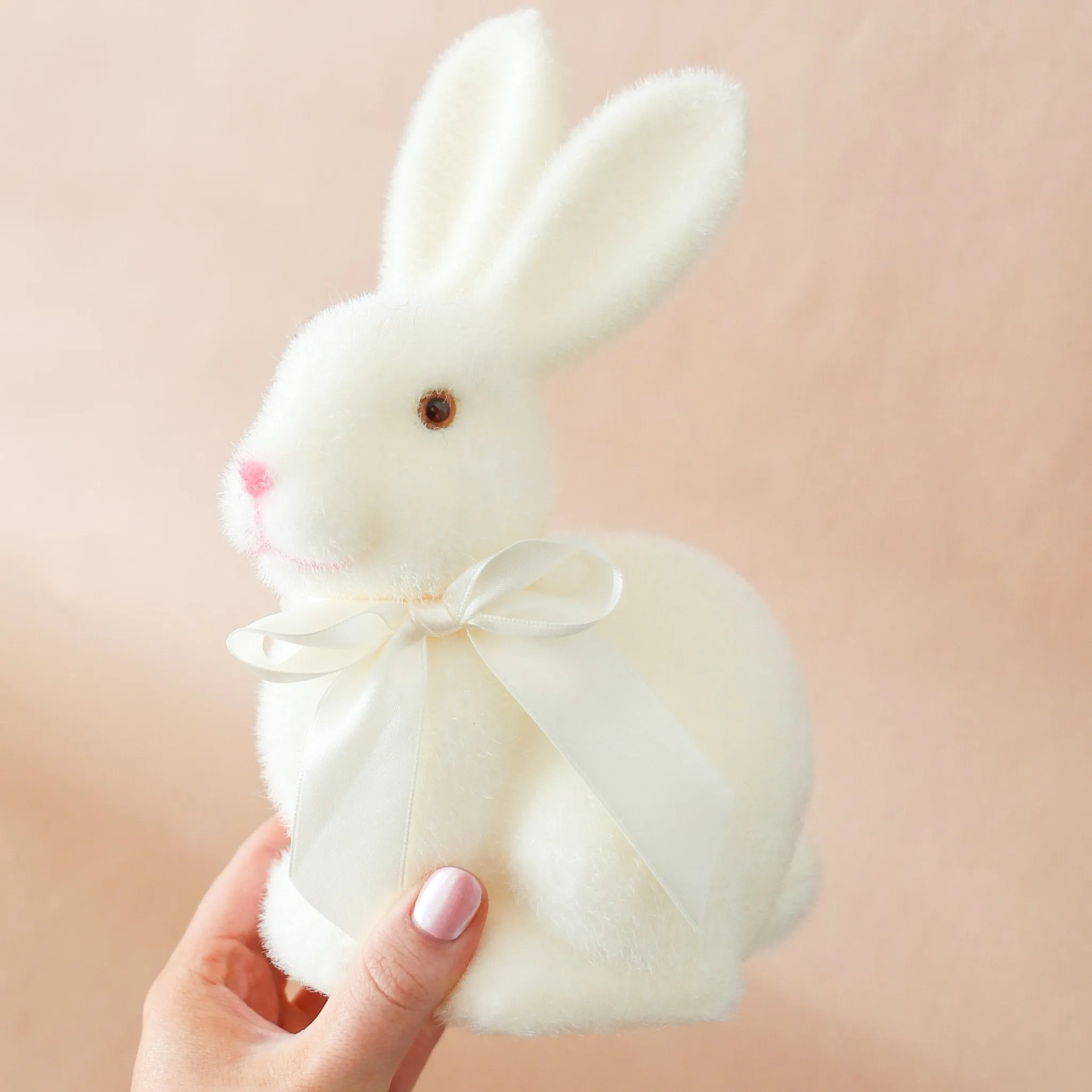 Ivory Flocked Bunny | 9-in