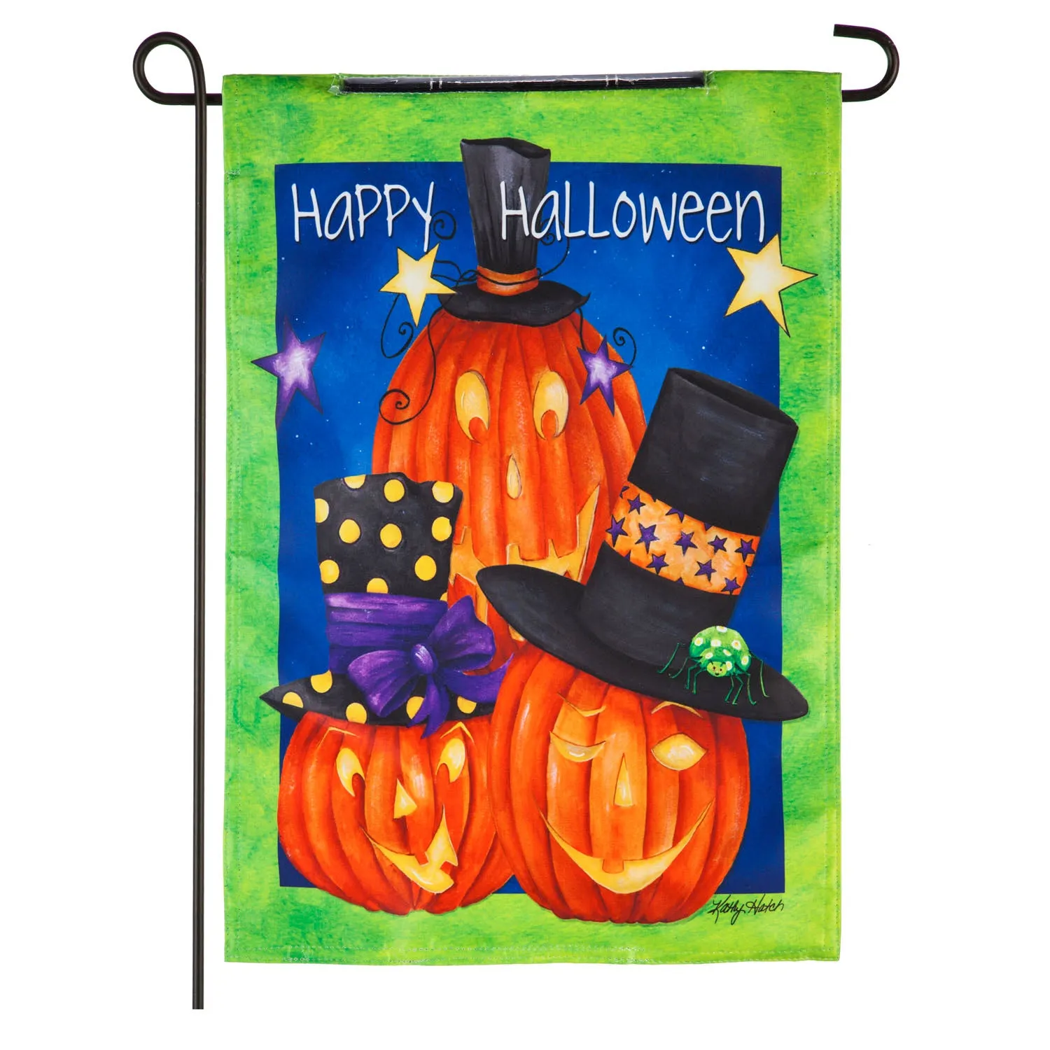 Jack-O-Lantern Trio Solar LED Garden Flag,14sl9350