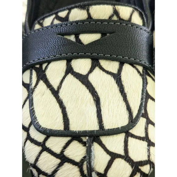 Jessica Bennett Heels Women's sz 6M Calf Hair Leather Zebra Print Black Cream