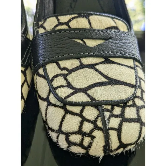 Jessica Bennett Heels Women's sz 6M Calf Hair Leather Zebra Print Black Cream