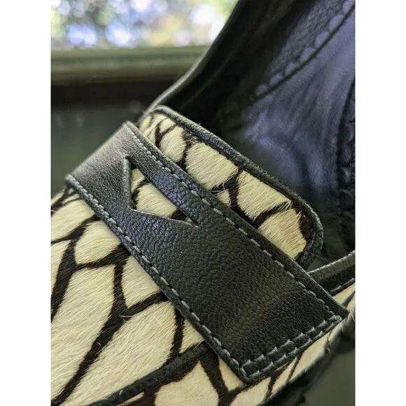 Jessica Bennett Heels Women's sz 6M Calf Hair Leather Zebra Print Black Cream