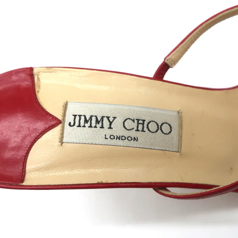 Jimmy Choo Ring Slide Sandals Red Leather Size 41 Open Toe Heels