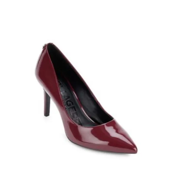 KARL LAGERFELD PARIS ROYALE POINTED TOE PATENT LEATHER PUMPS RED COLOR SIZE 11 M