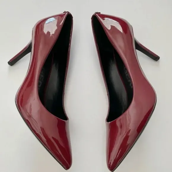 KARL LAGERFELD PARIS ROYALE POINTED TOE PATENT LEATHER PUMPS RED COLOR SIZE 11 M