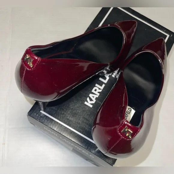 KARL LAGERFELD PARIS ROYALE POINTED TOE PATENT LEATHER PUMPS RED COLOR SIZE 11 M