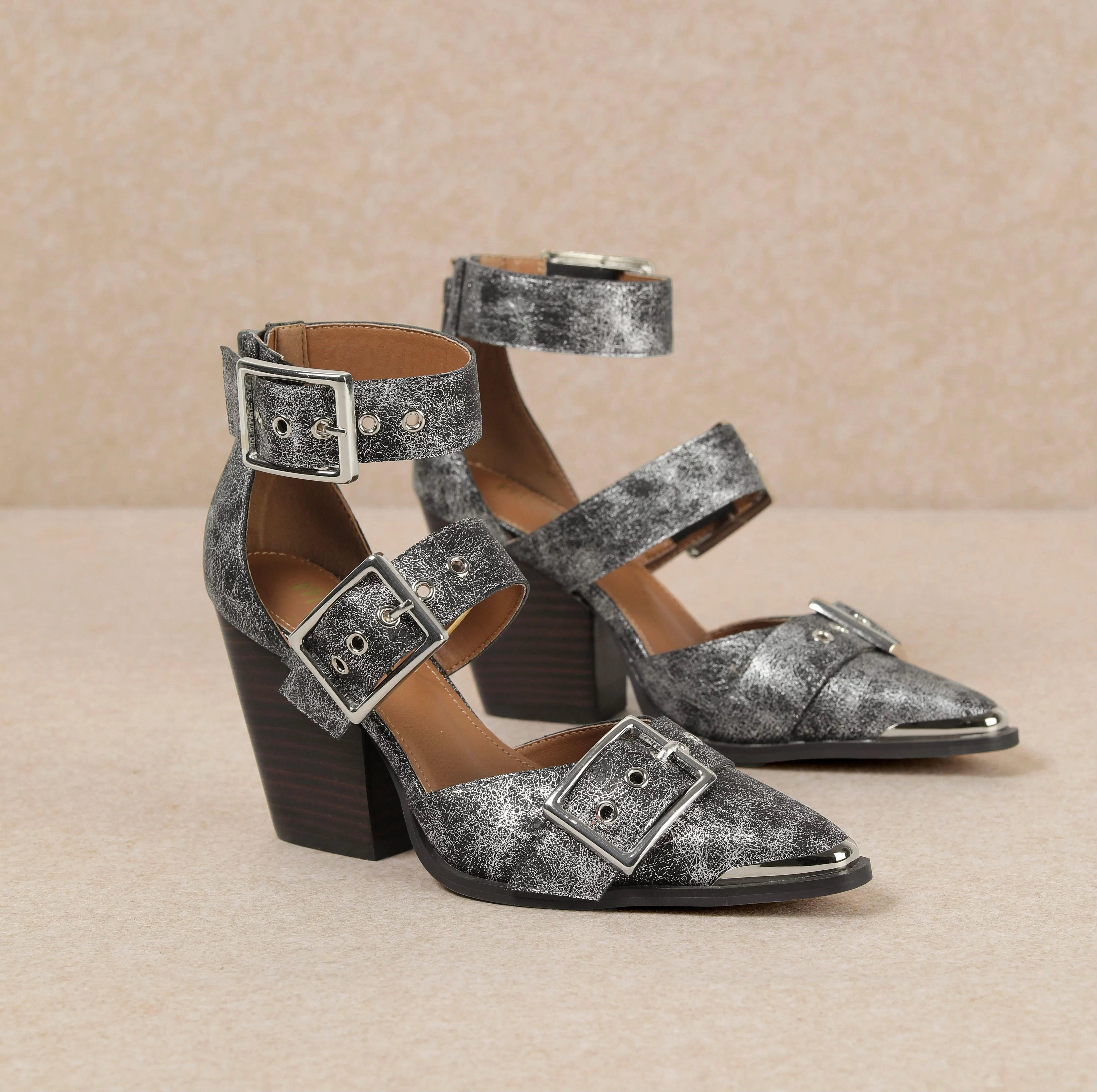 Katie Heels - Shimmer Black Metallic