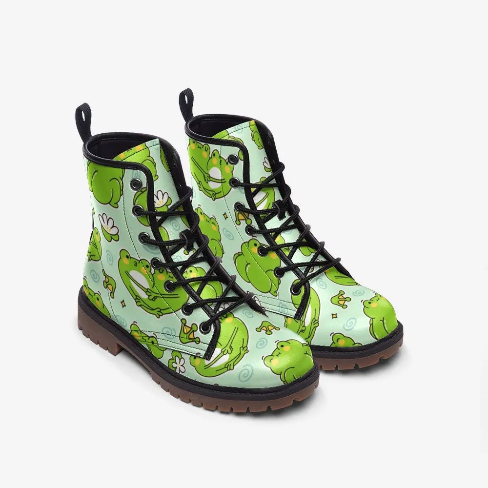 Kawaii Frogs Vegan Leather Unisex Boots