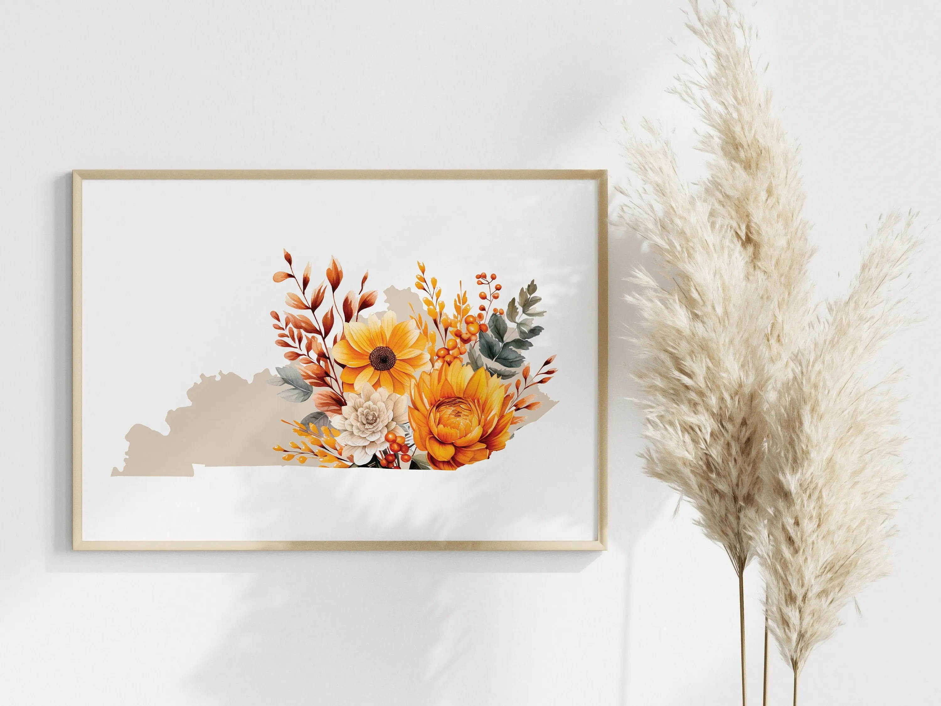 Kentucky Autumn Wall Decor Art Print, Southern Fall Home Decor, Seasonal Kentucky Art for Cozy Autumn Vibes