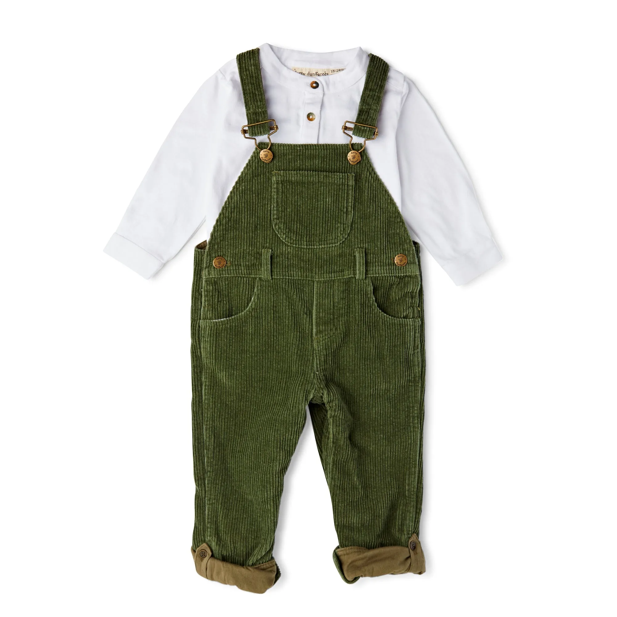 Khaki Chunky Cord Dungarees