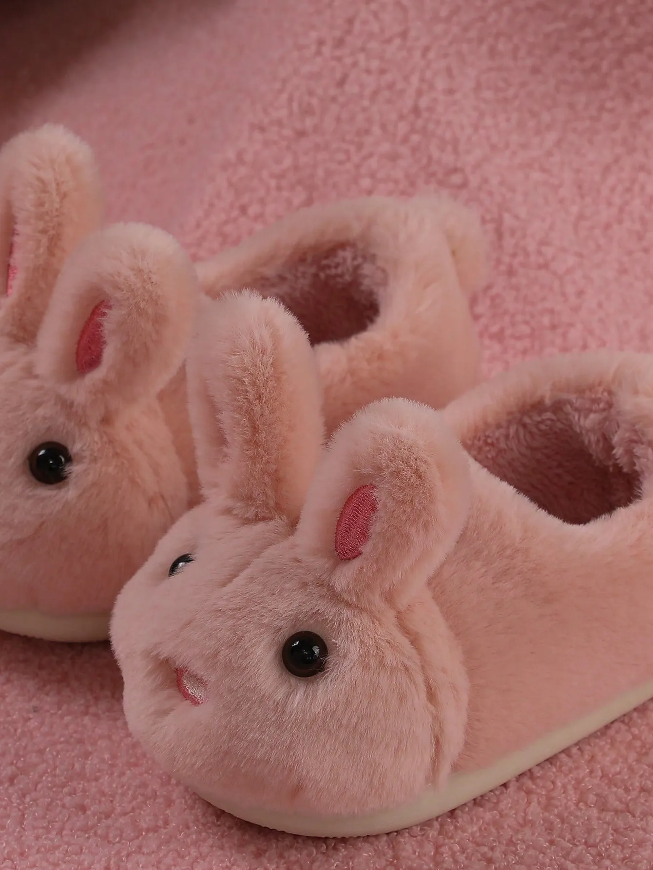 Kids' Cute Pink Bunny Ear Design Slipper With Heel Back- FD