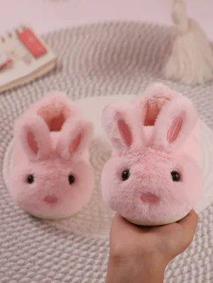 Kids' Cute Pink Bunny Ear Design Slipper With Heel Back- FD