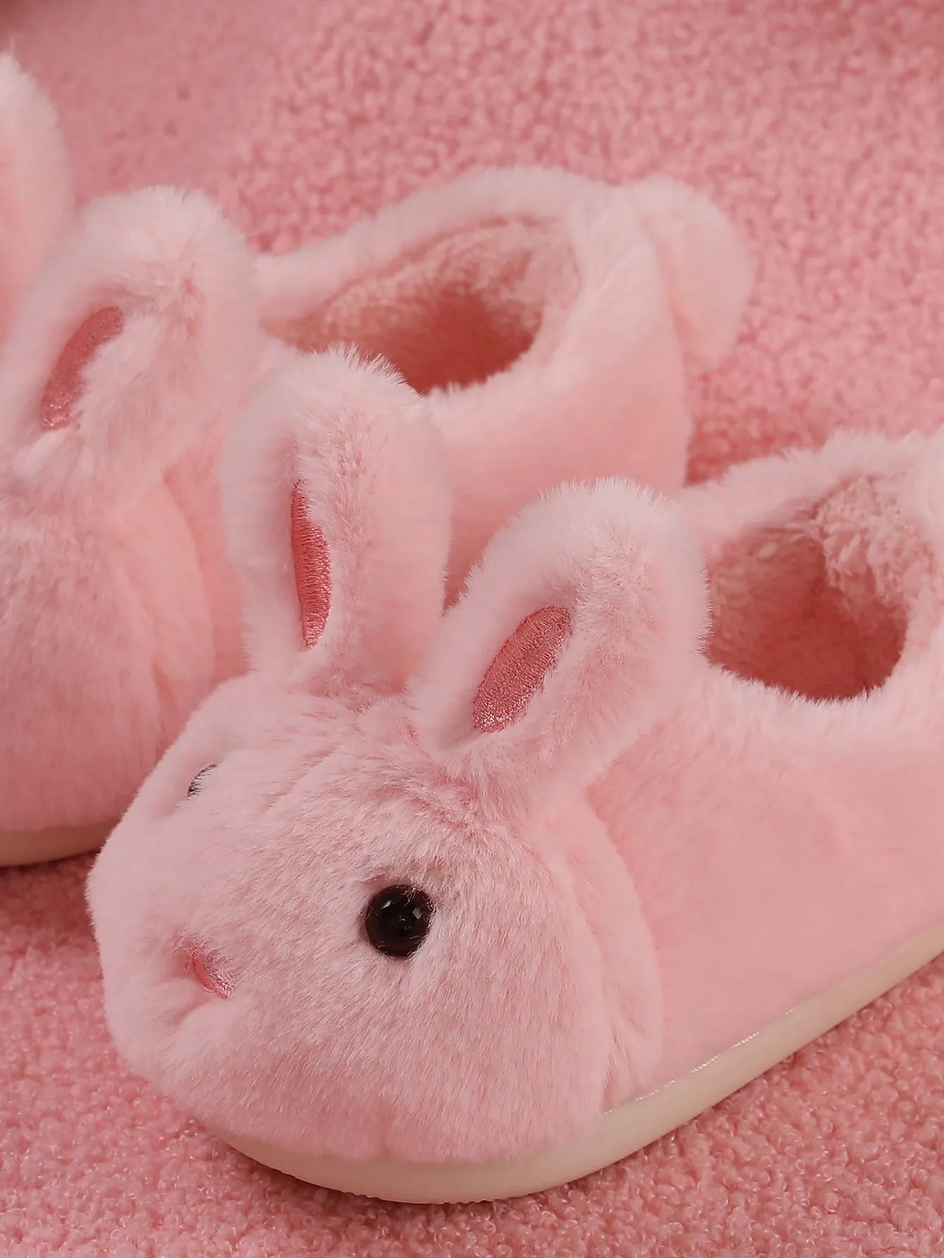 Kids' Cute Pink Bunny Ear Design Slipper With Heel Back- FD