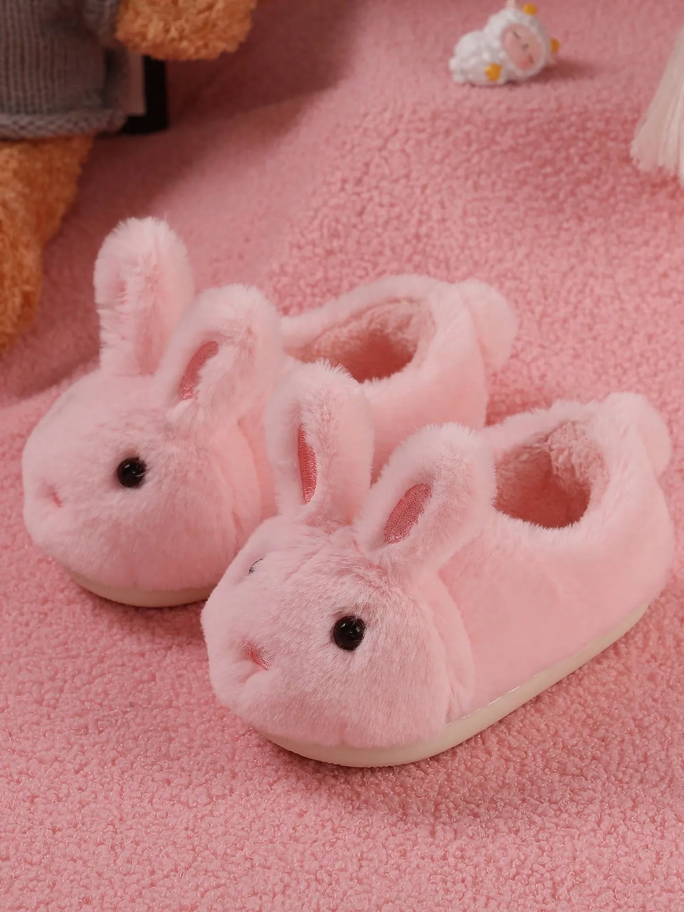 Kids' Cute Pink Bunny Ear Design Slipper With Heel Back- FD