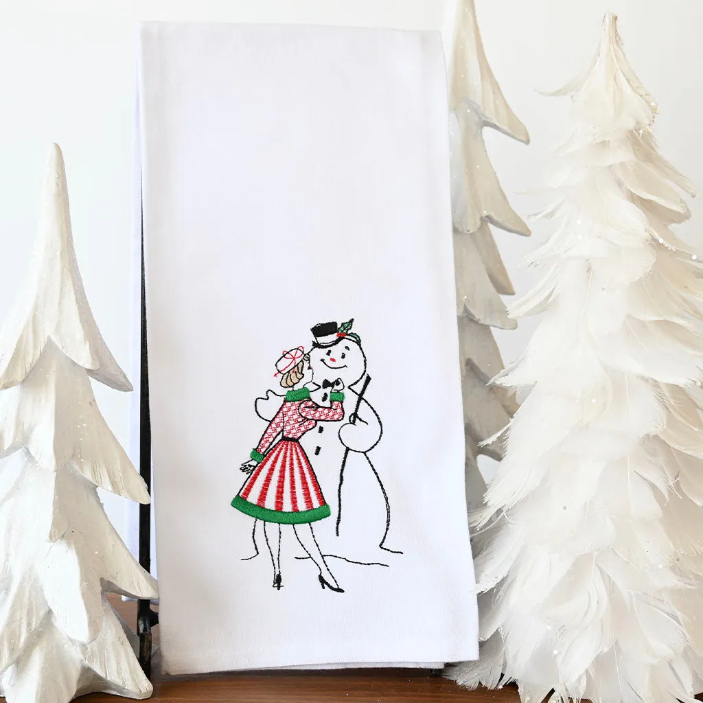 Lady with Snowman Hand Towel