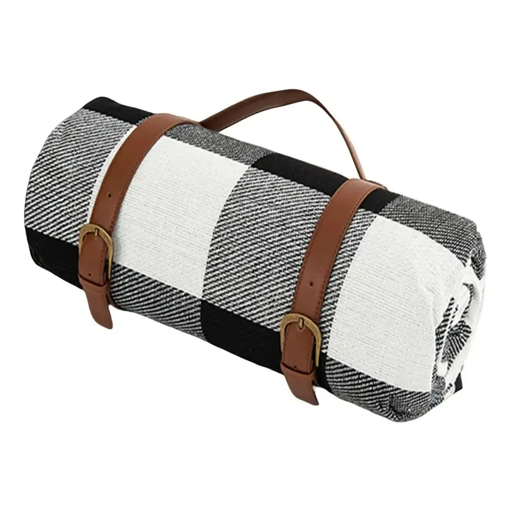 Large Plaid Camping Blanket - Machine Washable, Foldable Picnic Mat 59" x 78.75" with Portable Handle