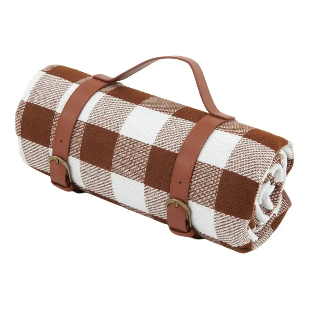 Large Plaid Camping Blanket - Machine Washable, Foldable Picnic Mat 59" x 78.75" with Portable Handle