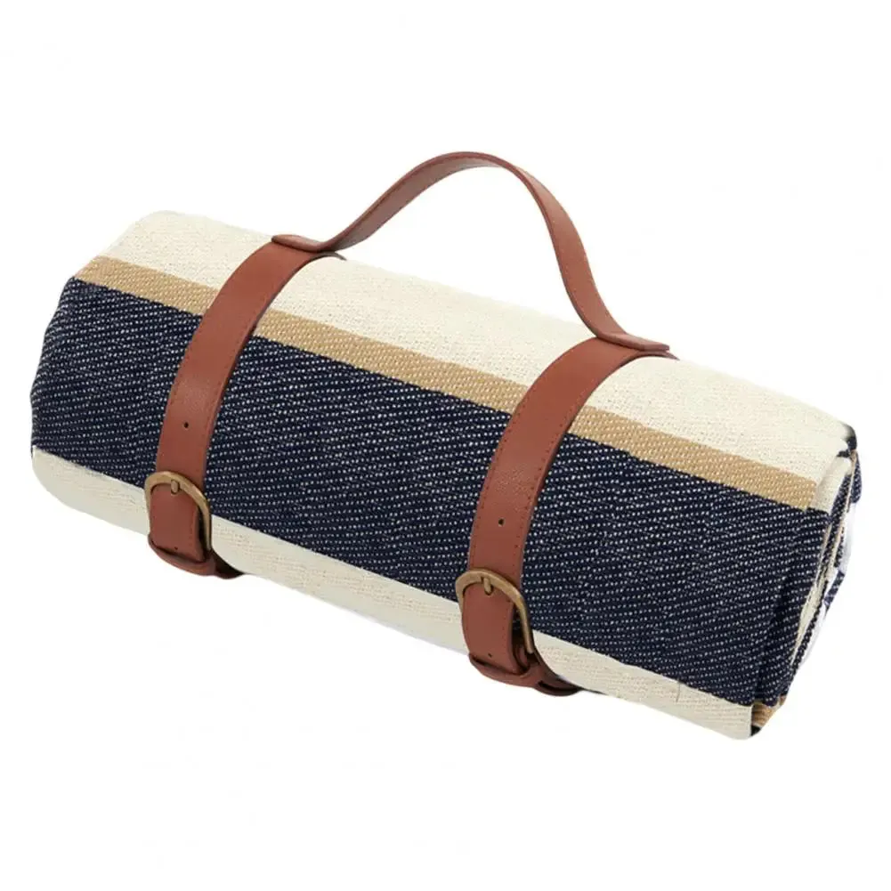 Large Plaid Camping Blanket - Machine Washable, Foldable Picnic Mat 59" x 78.75" with Portable Handle