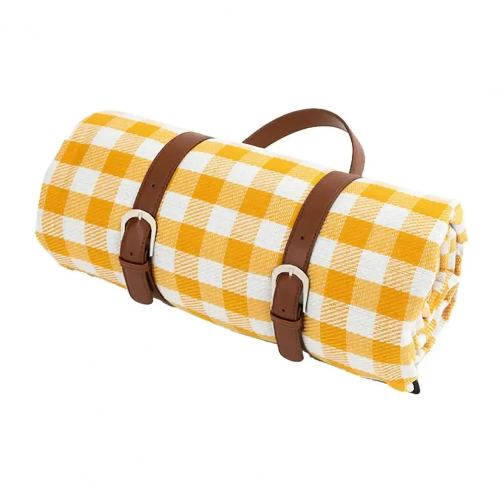 Large Plaid Camping Blanket - Machine Washable, Foldable Picnic Mat 59" x 78.75" with Portable Handle