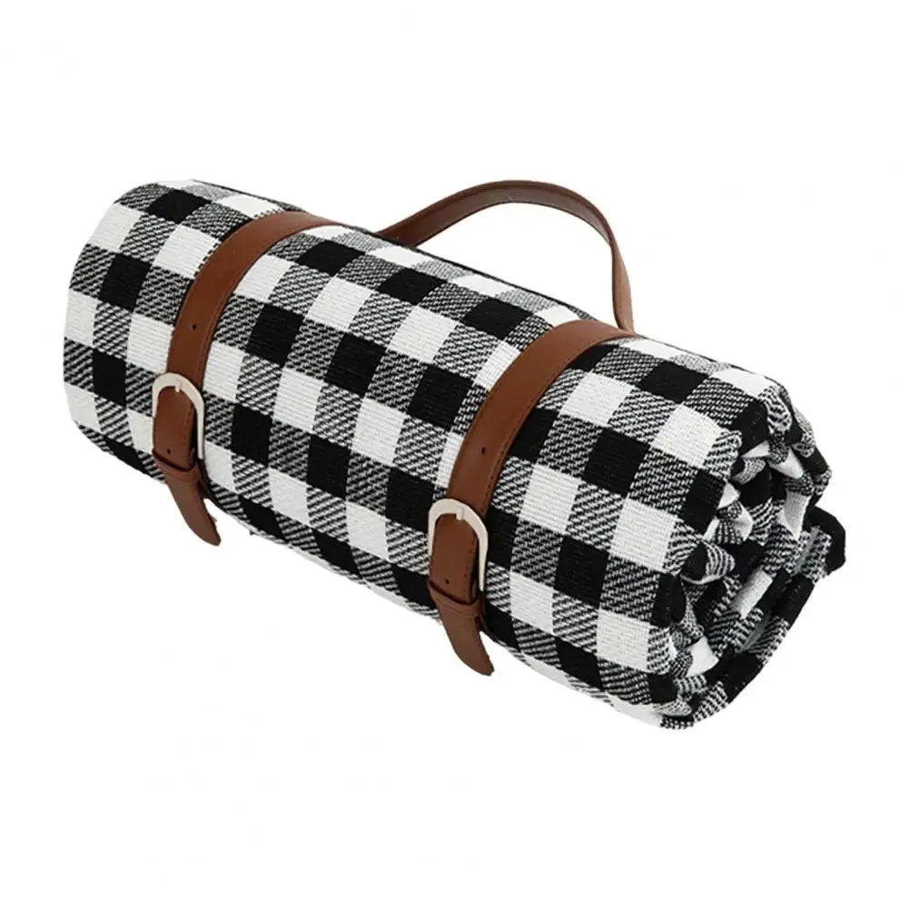 Large Plaid Camping Blanket - Machine Washable, Foldable Picnic Mat 59" x 78.75" with Portable Handle