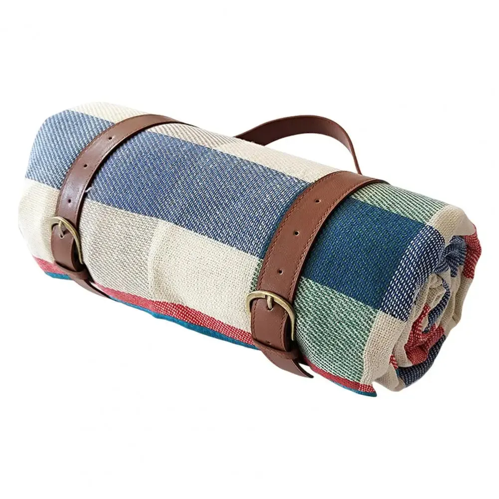 Large Plaid Camping Blanket - Machine Washable, Foldable Picnic Mat 59" x 78.75" with Portable Handle