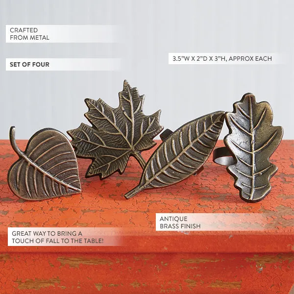 Leaf Napkin Rings, Set of Four