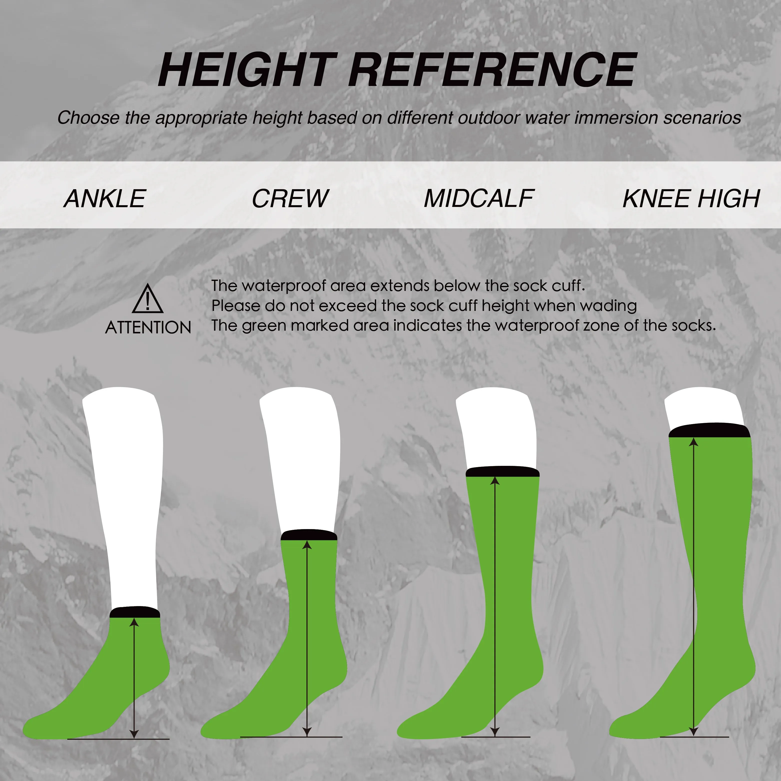 LEAKDRY Merino Wool Thermal-lite Waterproof Socks Knee High Black